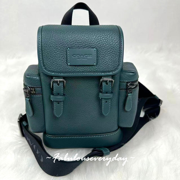 Coach Men's Sprint Sling Pack In Leather/Gunmetal/Dark Teal CBF63 NWT - Picture 1 of 9